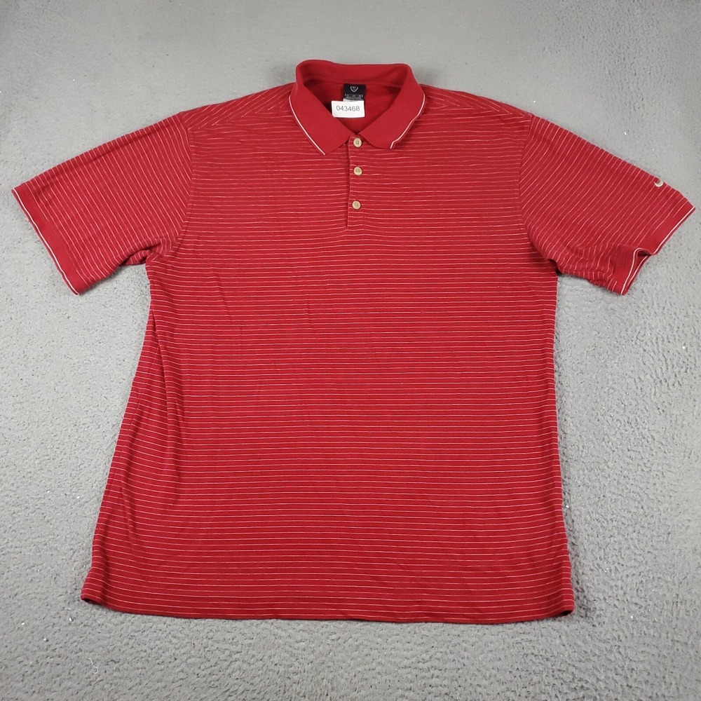 Nike Golf Polo Shirt Mens XL Red Striped Dri-FIT Short Sleeve Casual Top